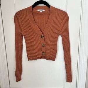 Madewell Wool Blend Button-Up Ribbed Cardigan - Terra Cotta